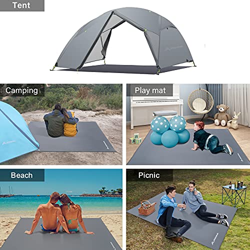 BISINNA Waterproof Camping Tarp Mutifunctional Tent Footprint, Groundsheet Picnic and Beach Mat with Carrying Storage Bag for Picnic, Hiking,Backpacking,Hammock - size: 4 Person(86.6''x92.5'')