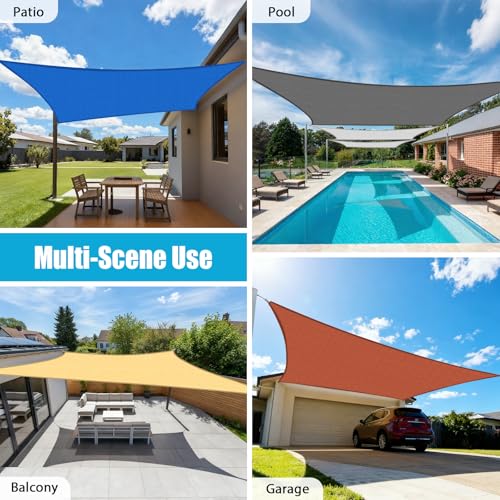 Amagenix Sun Shade Sail Rectangle 10'X16' Sand UV Block Breathable Canopy for Patio Garden Backyard Deck Outdoor, Custom