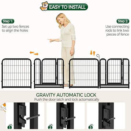 Yaheetech Dog Playpen Outdoor, 24 inch 16 Panels Dog Pen Indoor Heavy Duty Puppy Exercise Pen Metal Pet Fence for RV Camping/Yard/Garden - size: 24"