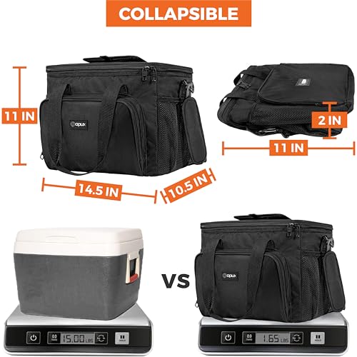 OPUX Soft Cooler Bag, Insulated Collapsible Lunch Cooler Tote for Men Work Camping Beach Travel, Portable Soft Sided Leakproof Waterproof Large Lunch Bag Box with Shoulder Strap 40 Cans, Black - color: Black, size: 40 Cans