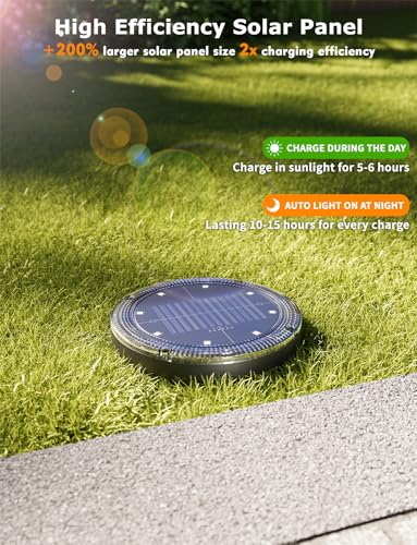Color Changing Solar Ground Lights with 33ft Long Distance Remote Control - Flat Solar Lights Outdoor Waterproof - Pathway Lights Solar Powered for Yard Decorative Outside Lawn Walkway [12 Pack] - size: 12PACK