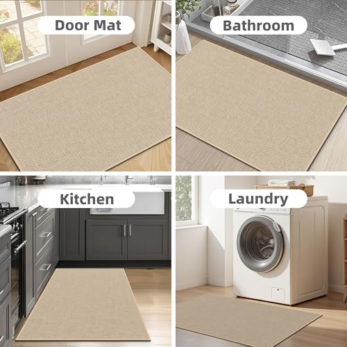 Indoor Door Mats 32"x47" Door Mat Indoor Entrance Resist Dirt Inside Washable Non Slip Entry Rugs for Entryway, Beige - color: Beige, size: 32"x47"