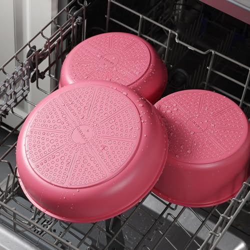CAROTE 18Pcs Ceramic Cookware Set with Detachable Handle, Pots and Pans Set Non Stick, Non Toxic Kitchen Cooking Sets with Stand-Up Lid, PFAS and PFOA Free, Oven Safe, Induction Ready, Pink - color: Pink
