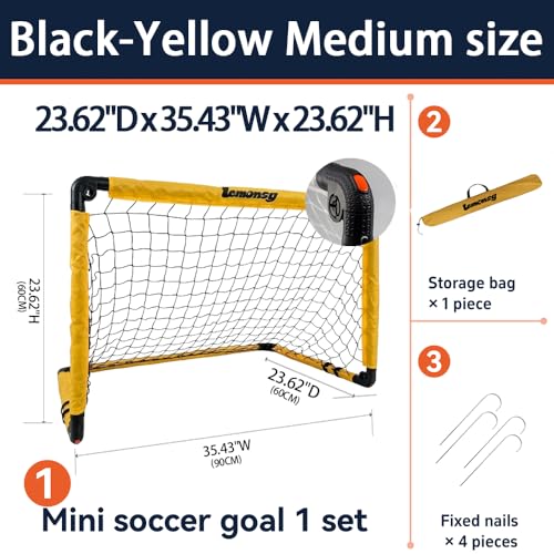 Small Soccer Goals for Kids, Foldable Mini Soccer Goal Set with Portable Soccer Net for Kids, Kid Soccer Goal for Indoor Outdoor Backyard Play, Soccer Toy Gift for Children - size: Elite Yellow: 35.43×23.62×23.62 inch in goal