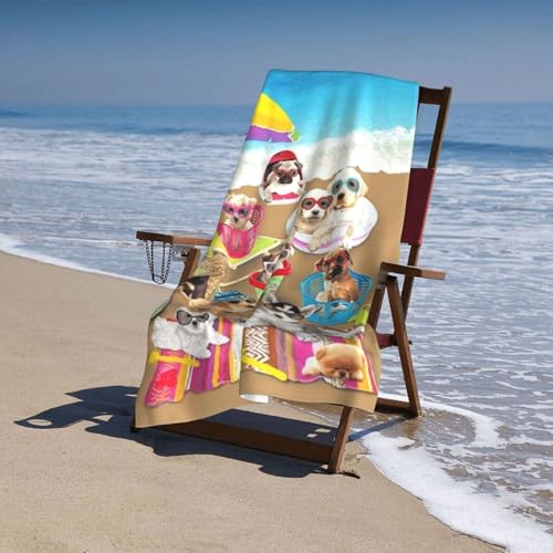 Cute Dog Beach Towel for Women/Adults, Personalized Microfiber Beach Towels Bulk, Quick Dry Beach Towel for Pool, Lightweight Bath Towels Oversized Clearance 30"x 60" - color: Dog1, size: 30"x 60"