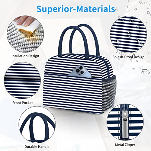 DALINDA Lunch Bag Women, Lunch Box for Women Men Reusable Insulated Lunch Tote Bag, Handbags Case High Capacity for Travel Work Picnic, Navy Blue - color: Navy Blue, size: Oxford cloth