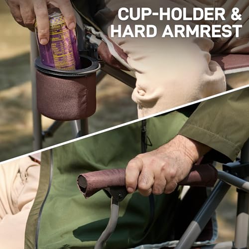 EVER ADVANCED Tall Camping Folding Chair 31", Portable Directors Chair, Bar Height Camping Chair with Carry Bag and Footrest, Armrest, Heavy Duty Supports 300 Lbs Red - color: Red, style: Fabric