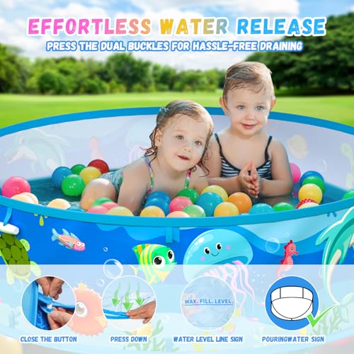 Baby Beach Tent, Pop-Up Above Ground Pool, Foldable Kiddie Pool with Sun Shelter Canopy for Ages 9-48 Months, Toddler Wading Pool, Portable Water Play Sum Toys for Outdoor Activity - color: Blue