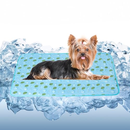 DELIFUR Cat Cooling Mat- Pet Cooling Mat Outdoor for Dogs Ice Pad for Kitten Cat Puppy Machine Washable (Medium, Blue Ice) - color: Blue Ice, size: M: 27.5" x 19.5"