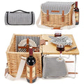 Wicker Picnic Basket for 2 with Detachable Table, Elasticated Wine Holder, Shoulder Carrying Willow Picnic Hamper Set with Premium Tableware & Blanket for Outdoor, Wedding, Anniversary, Birthday Gift - size: M for 2P-Traditional
