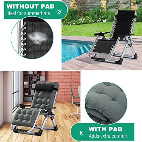 LILYPELLE Zero Gravity Chair, Premium Lawn Recliner Folding Portable Chaise Lounge with Detachable Cushion, Headrest and Cup Holder, Reclining Patio Lounger Chair,Alloy Steel - color: Noble Smoky Gray, style: Zero Gravity Chair