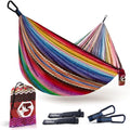 Foxelli Camping Hammock – Ultralight Hammock for Backpacking, Hiking, Festivals, Travel - Easy Setup with Tree-Friendly Ropes & Steel Carabiners, Heavy Duty Parachute Nylon - color: Indian_summer