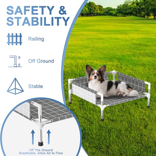 Elevated Dog Bed with 3-Sided Fence - Raised Pet Bed with Non-Slip Feet, Durable Elevated Couch for Small Dogs, Indoor/Outdoor Use with Easy-Clean Fabric - size: S
