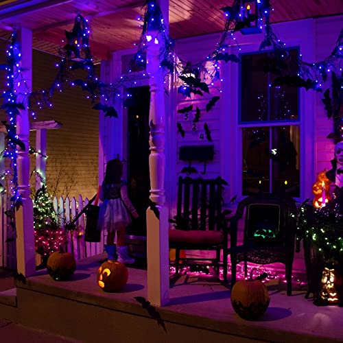 Dazzle Bright Halloween Fairy String Lights, Total 40FT 120LED Copper Wire Battery Operated Waterproof Lights, Halloween Decorations for Indoor Home Outdoor Garden Patio Party Decor (Purple) - color: Purple