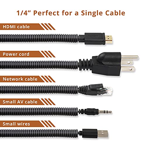 ZhiYo 20FT 1/4” Wire Loom Split Tubing Auto Wire Conduit Flexible Cover | High Temperature Heat Resistant -40F to 257F | Plastic Cover for Electrical Wires & Cables, Black - color: Black, size: 20FT 1/4"