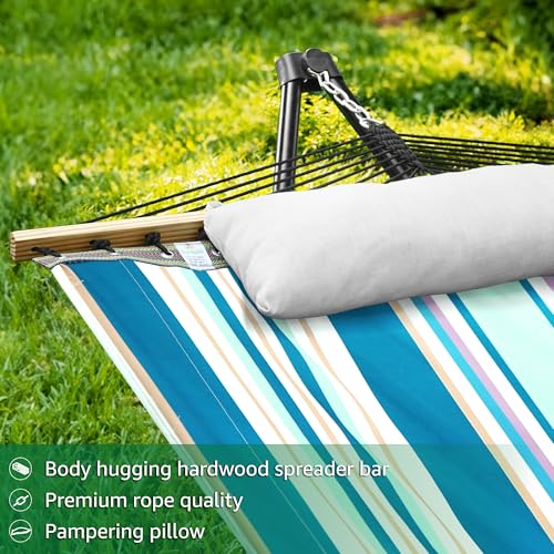 Tranquillo Unity Adjustable Hammock Stand, 800 lbs Capacity Steel Double Hammock Stand for 2 Persons, Premium Pre-Assembled Stand for Indoor Outdoor, Blue Leaf - color: 4. Blue Leaf, size: Large