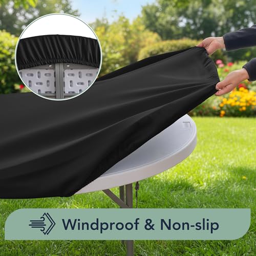 Round Fitted Tablecloth with Elastic - 4 Pack Round Table Covers 60 Inch, Black Non-Slip Circle Table Protector for Outdoor Picnic, Indoor Dining, Party, Banquet - color: Black, size: 60 Round, 4 Pack