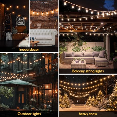 G40 Globe String Lights 60ft LED Shatterproof Hanging Patio Lights, 20+2 Bulbs, Waterproof Connectable for Indoor Outdoor Decor Garden Camping Backyard Spring Easter Gifts for Men Women Him Hubby - style: 60FT (20+2Bulbs)