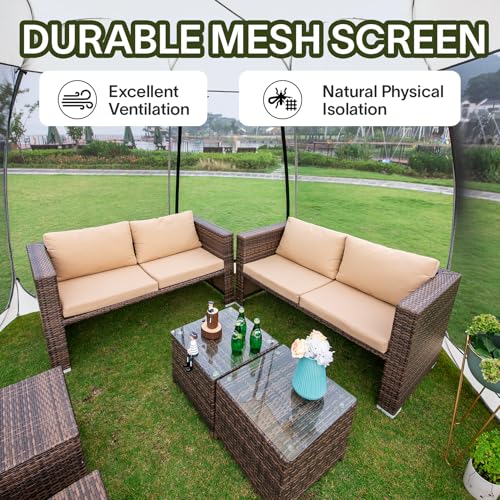 Alvantor 12'x12' Pop Up Screen House Tent, Instant Outdoor Gazebo with Mosquito Netting & UPF 50+ Sun Protection, Portable Canopy Shelter for Patio, Backyard, Camping (8-10 Person),Grey - color: Gray, size: 12'x12'