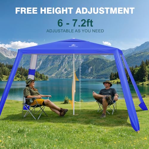 Rhino Valley Beach Cabana, 8 * 8FT Beach Tent UPF50+ Protection, Easy Setup Beach Canopy Wind Resistant with Cup Holder, Compact Beach Shade Foldable Beach Tent Sun Shelter,Dark Blue - color: Dark Blue