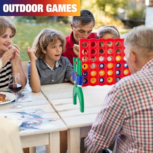 1.9 Feet Giant 4 in A Row Game, Jumbo 4-to-Score Connect Game Set for Kids & Adults Outdoor Yard, Lawn & Indoor Floor Play, Family Game Night & Party Board Games, Grand Birthday Easter Gifts