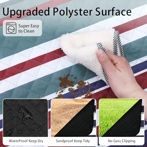 HX&OD Extra Large Picnic Blanket Outdoor 80”x80” Waterproof Picnic Mat Foldable 3-Layer Camping Blanket Portable with Carry Strap Park Blanket for Grass(Red) - color: Red, size: 80”x 80”