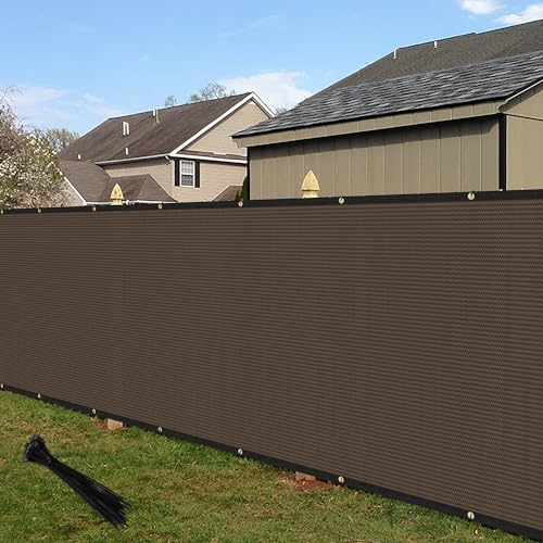 ECOOPTS 6'x1' Privacy Fence Screen Windscreen with Copper Grommets, Fit for Commercial Fence and Residential Garden Outdoor 90% UV Blockage, Cable Zip Ties Included (Brown) - color: Brown, size: 6'x1'
