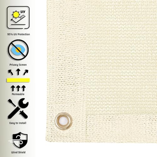 SUNNY GUARD Shade Cloth 3x8 FT Sun Shade Screen Fabric HC-089 Shade Cover Tarp with Grommets for Pergola Backyard Garden,Butter Cream - color: Butter Cream, size: 0 3'×0 8'