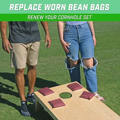 GoSports Classic Cornhole Bean Bags Set of 4-16 Colors Available - Regulation All Weather, Mix and Match - color: Burgundy, size: 6 X 6"