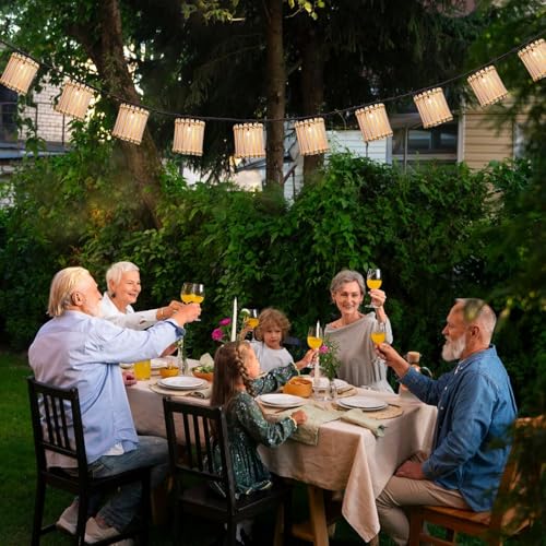 Outdoor-String-Lights-Waterproof, Bamboo Lantern String Lights for Patio, Garden, Porch, Balcony, Gazebo Decorative (Bamboo) - style: Bamboo