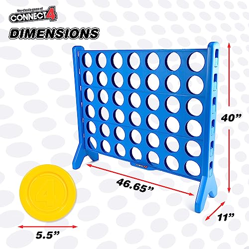 Connect 4 Giant Edition Game - 4-Foot Jumbo Classic Four-in-a-Row Family Fun - Indoor & Outdoor Strategy Board Games for Adults & Kids - 42-Count Colorful Discs - Quick Assembly & Slide Release Reset