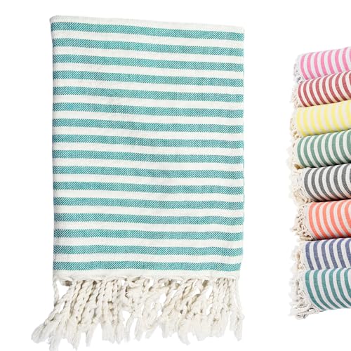 Turkish Striped Beach Towels Bulk Oversized 39"x71" Large Bath and Pool Set Quick Dry Lightweight Travel Towel for Adult,100% Cotton TEBT-18-1skyblue - color: Sky Blue, size: 1 Pack