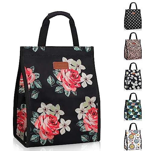 Lunch Bags for Women Insulated Reusable Lunch Tote with Internal Pocket, Lunch Tote bag for Work (Flower) - color: Flower, size: 1 pack