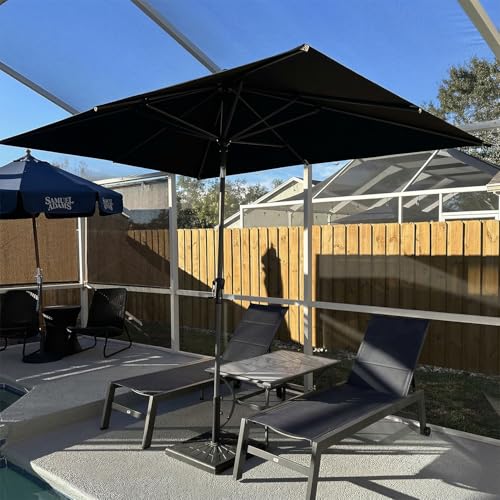 PURPLE LEAF 10' x 6.5' Rectangular Patio Umbrella Outdoor Table Umbrella Aluminum Frame Market Umbrella Sun Umbrella with 8 Sturdy Ribs Tilt for Garden Deck Lawn Pool Navy Blue - color: Navy Blue, size: 6.5' x 10'