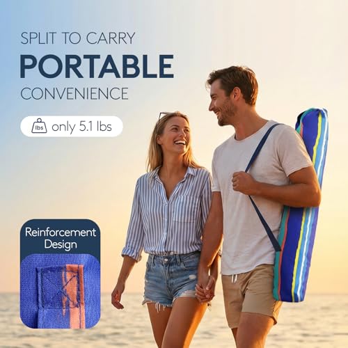 PASAMIC 7ft Beach Umbrella for Sand with Sand Anchor & Tilt, UPF 50+ Protection Beach Umbrellas for Heavy Duty Wind Portable with Carry Bag and Hook, for Patio Pool, Dark Blue Stripes（Random pattern） - color: Dark Blue Stripes, size: 7FT