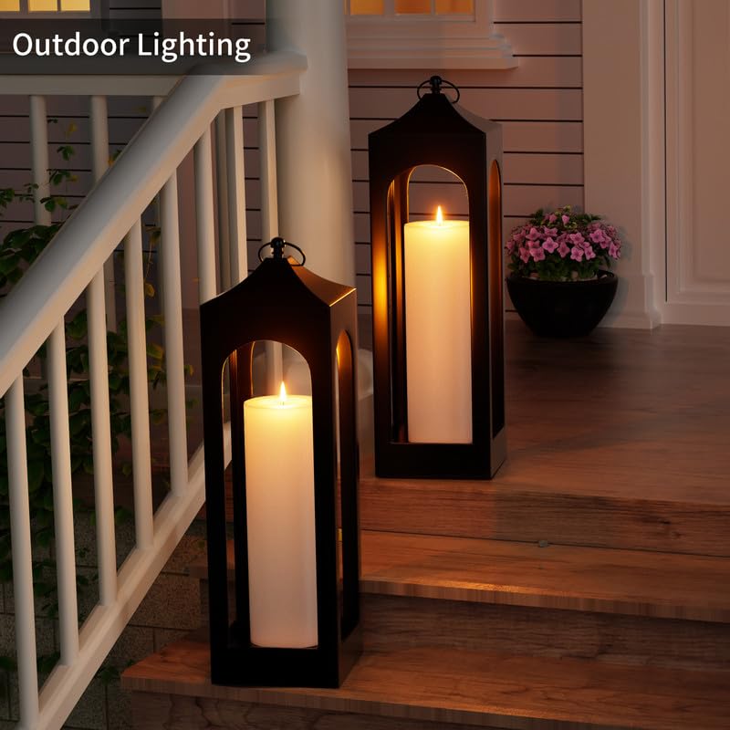 BUTHY 12" x 4" Large Outdoor Candle with Timer Waterproof Flickering LED Flameless Candle Battery Operated with Remote Fake Pillar Candle Realistic for Patio Porch Lantern, White 1 Pack - color: White, size: 12in-1Pack