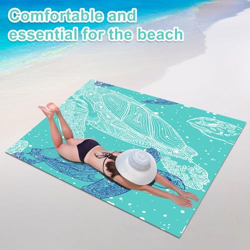 Beach Blanket Waterproof Sandproof Beach Mat Sand Free Beach Essentials for Picnic Party Travel Camping Hiking - 79" X 83"