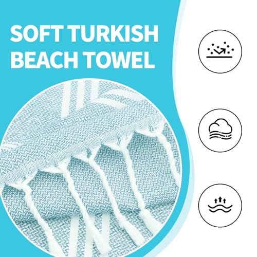 YSYJ 18 Pack Turkish Beach Towel 36 x 71 Inches Beach Towels Soft Lightweight Extra Large Pool Towels Quick Dry Sand Free Turkish Bath Towels Blue - color: Blue, size: 36"x71"- 18 Pack