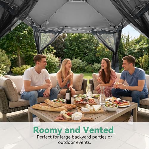 COBIZI 10x15 FT Pop up Gazebo on Clearance - Outdoor pop up Heavy Duty Canopy Tent,carpas para Patio, Screen Tents with Portable Carry Bag, Patio Gazebos for Camping, Garden, Deck, Backyard, Darkgrey