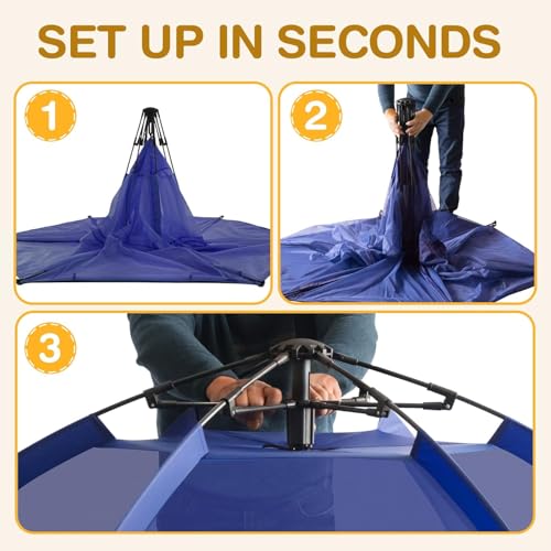 Alvantor® Baby Playpen Pop Up Play Yard 84"x84"x44”Large Mesh Kids Toddler Play Pen Indoor & Outdoor Safe Space Foldable Lightweight Mosquito Playpen Canopy for Infants Toddlers Pets, Navy - color: Navy, style: Standard