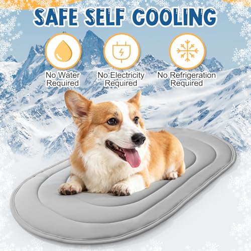 4 Pack 35" x 19" Cooling Mats for Pet Dog with Storage Bags - Reversible Ice Silk & Velvet Pad Washable Summer Comfort for Crate, Bed, Sofa, Car, and Outdoor Use