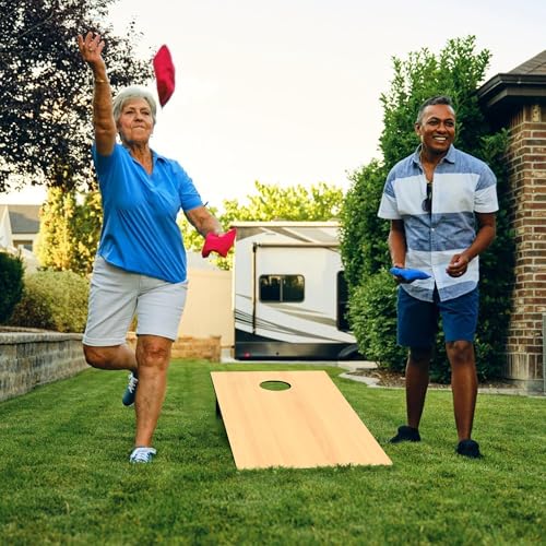 4x2 Ft Cornhole Boards Set, Premium Regulation Size Cornhole Boards with 8 All-Weather Bean Bags, Carrying Case and Scoreboard - style: 4'x2' Natural
