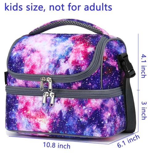 FlowFly Double Decker Cooler Insulated Lunch Bag Large Tote for Boys, Girls, Men, Women, With Adjustable Strap,Galaxy - color: Galaxy