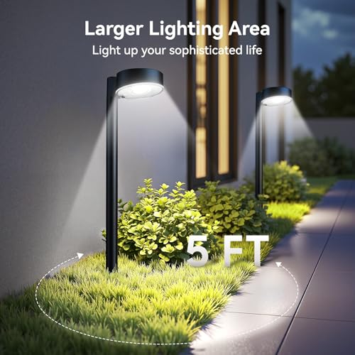 Ahaorigin 4 Pack Solar Pathway Lights Outdoor, 12 Brighter LED Solar Lights Outdoor Waterproof, Up to 12 Hrs Modern Path Light for Yard Garden Walkway Driveway Lawn, Cool White - color: Cool White, size: 4 Pack