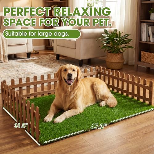 Artificial Grass Turf Grass for Dogs & Outdoor Use, Realistic Fake Lawn Grass for Patio, Garden, Balcony, Durable Turf for Indoor Outdoor Mats (47.3 x 31.5 in) - size: 47.3 x 31.5 in(For Large Dogs)