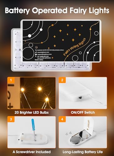 Minetom 12 Pack Fairy Lights Battery Operated String Lights - 7ft 20 LED Waterproof Silver Wire Firefly Light Waterproof for DIY Crafts Wedding Décor Table Mason Jars Party - size: 12 Pack - Warm White