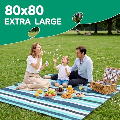 Waterproof Beach Blanket Picnic Outdoor Camping Mat Smokeless Men Guy Christmas Birthday Cool Ideas Best Friend Teacher Co Worker Boss Manager Unique Retirement Retired Appreciation Adult - color: Multi Blue