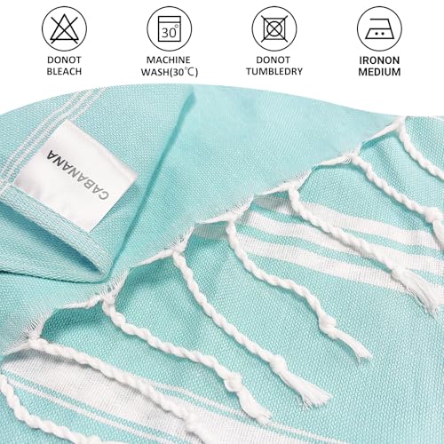 cabanana Turkish Beach Towel Oversized - 40"x70" Quick Dry Sand Free Thin Beach Towels for Adults,Extra Large Cotton Lightweigh Travel Towel for Beach Accessories (New Aqua) - color: Aqua New