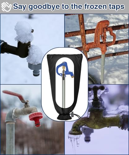 Enlarge Outdoor Faucet Cover for Winter Freeze Protection, 13” W x 25" H Hose Bib Covers Socks for Garden Lawn Faucets & Yard Hydrant, Reusable Long Insulated Spigot Cover, Black, 1 Pack - size: 13"×25"-1