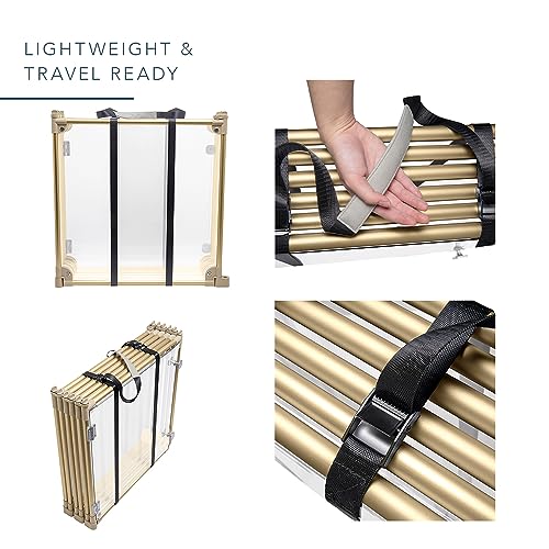Front Row Foldable Dog Playpen – Durable and Portable Puppy Playpen for Exercise, Rest & Play – Clear Fence Panels with Aluminum Rods and Crate for Dogs and Other Small Pets (Gold, 6-Panel) - color: Gold